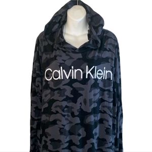 Calvin Klein Camo Spellout Light Hoodie Pullover Size M